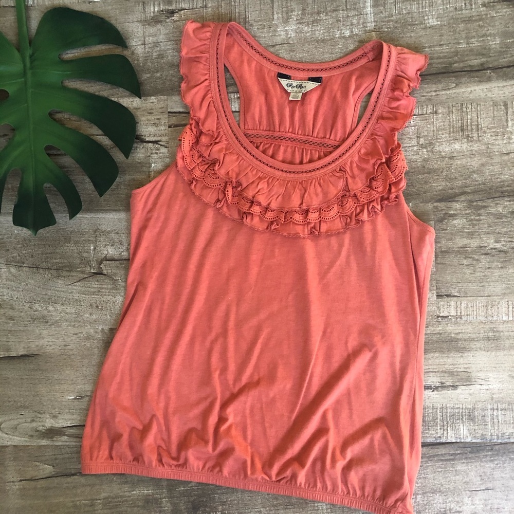 Ric Rac Anthropologie Ruffle Neck Paprika Tank Top